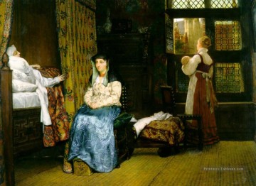 Sir Lawrence Alma Tadema œuvres - Une chambre de naissance romantique Sir Lawrence Alma Tadema
